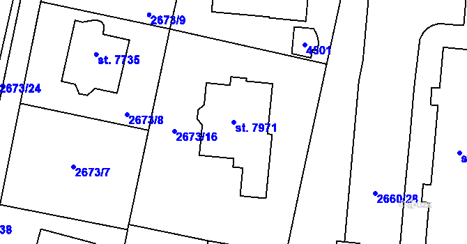 Parcela st. 7971 v KÚ Zlín, Katastrální mapa