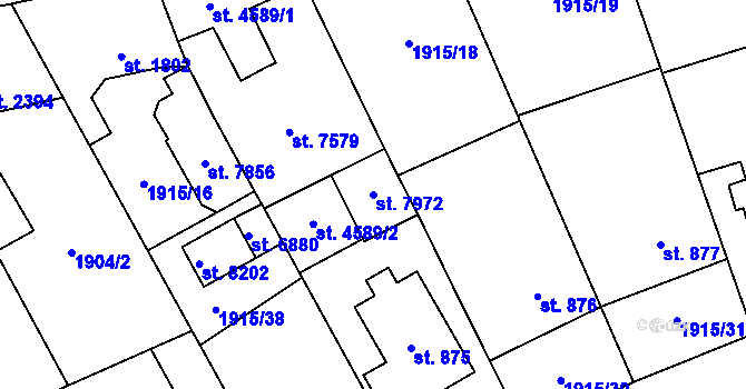 Parcela st. 7972 v KÚ Zlín, Katastrální mapa