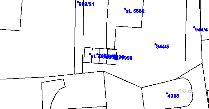 Parcela st. 7996 v KÚ Zlín, Katastrální mapa