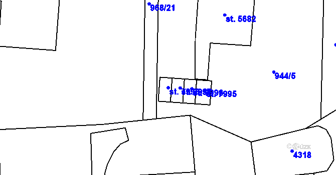 Parcela st. 7998 v KÚ Zlín, Katastrální mapa