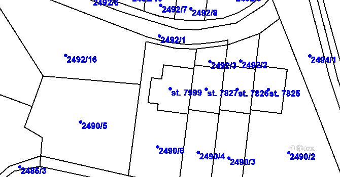 Parcela st. 7999 v KÚ Zlín, Katastrální mapa
