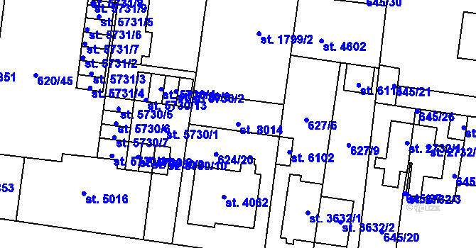 Parcela st. 8014 v KÚ Zlín, Katastrální mapa