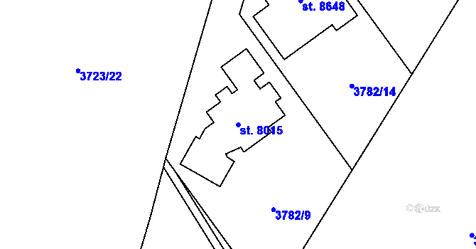 Parcela st. 8015 v KÚ Zlín, Katastrální mapa