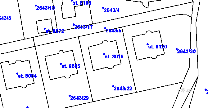 Parcela st. 8016 v KÚ Zlín, Katastrální mapa