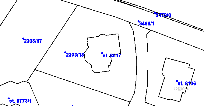 Parcela st. 8017 v KÚ Zlín, Katastrální mapa