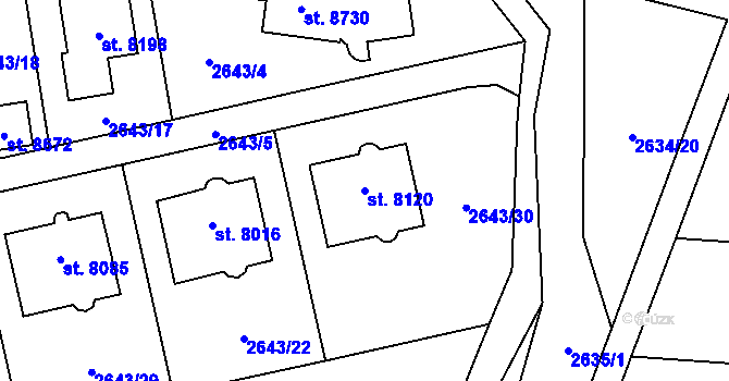 Parcela st. 8120 v KÚ Zlín, Katastrální mapa