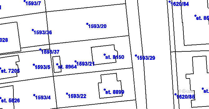 Parcela st. 8150 v KÚ Zlín, Katastrální mapa