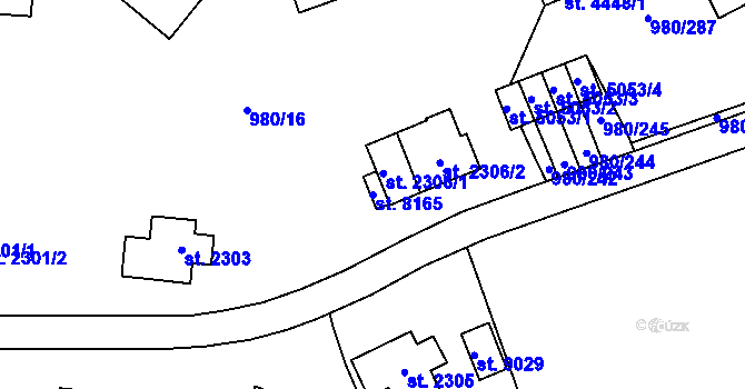 Parcela st. 8165 v KÚ Zlín, Katastrální mapa