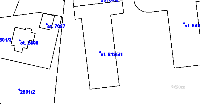 Parcela st. 8185/1 v KÚ Zlín, Katastrální mapa