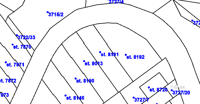 Parcela st. 8191 v KÚ Zlín, Katastrální mapa