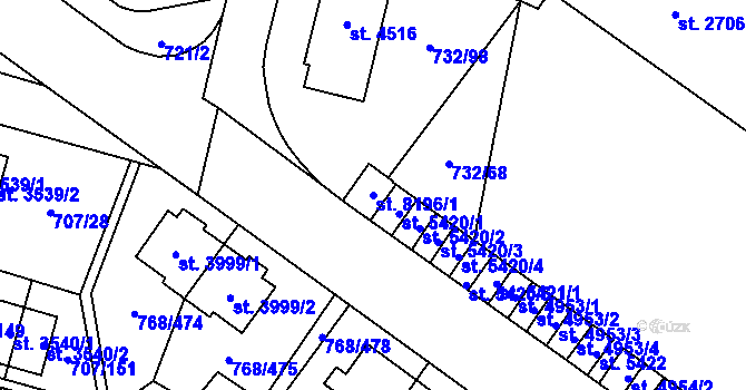 Parcela st. 8196/1 v KÚ Zlín, Katastrální mapa