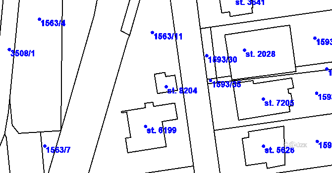 Parcela st. 8204 v KÚ Zlín, Katastrální mapa