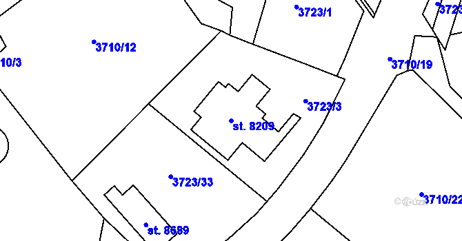 Parcela st. 8209 v KÚ Zlín, Katastrální mapa