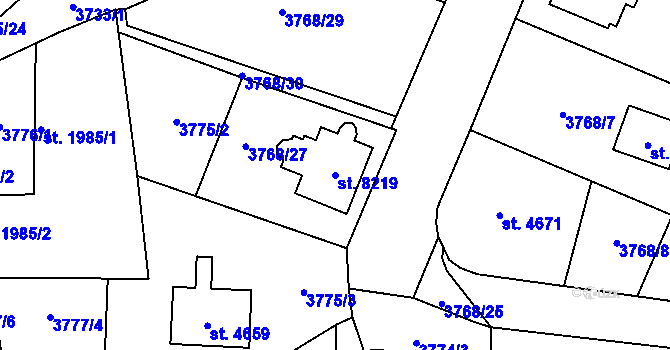 Parcela st. 8219 v KÚ Zlín, Katastrální mapa
