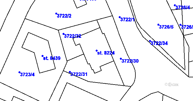 Parcela st. 8224 v KÚ Zlín, Katastrální mapa