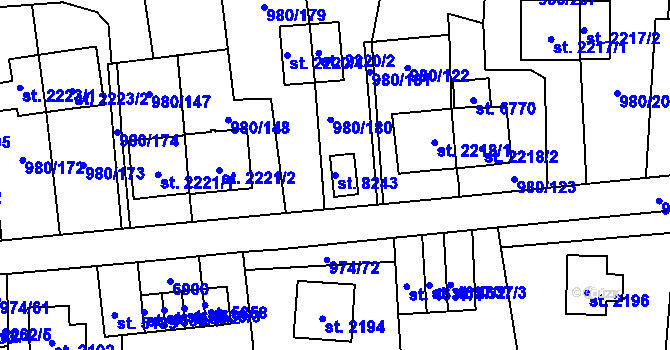 Parcela st. 8243 v KÚ Zlín, Katastrální mapa