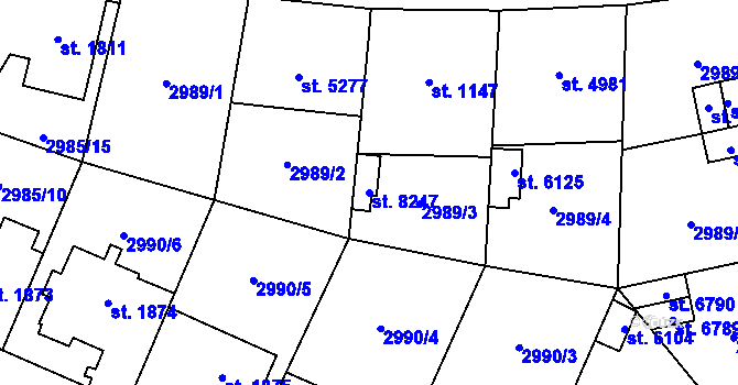 Parcela st. 8247 v KÚ Zlín, Katastrální mapa