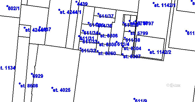 Parcela st. 8260 v KÚ Zlín, Katastrální mapa