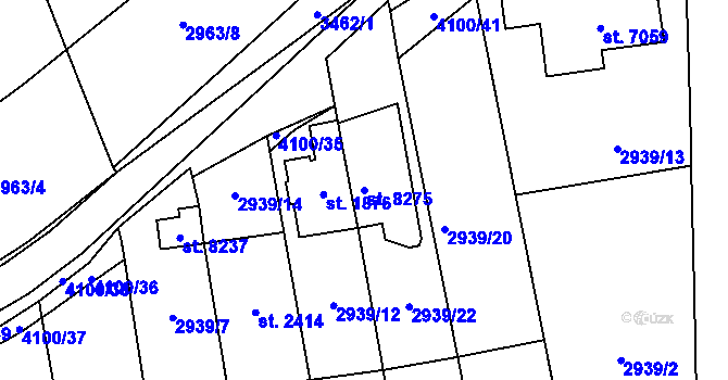 Parcela st. 8275 v KÚ Zlín, Katastrální mapa