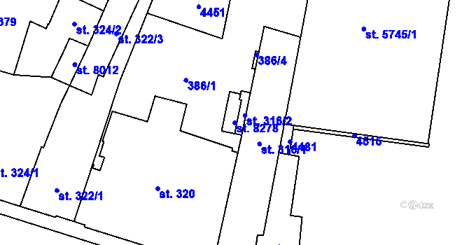 Parcela st. 8278 v KÚ Zlín, Katastrální mapa