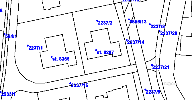 Parcela st. 8287 v KÚ Zlín, Katastrální mapa