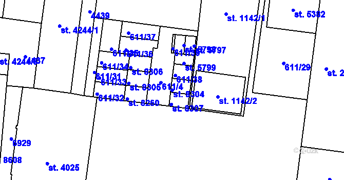 Parcela st. 8304 v KÚ Zlín, Katastrální mapa