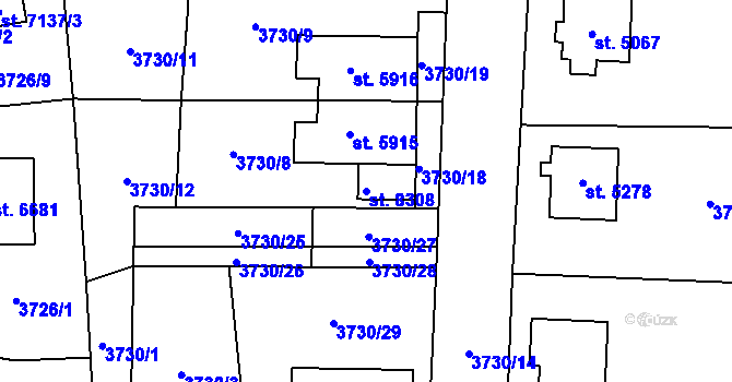 Parcela st. 8308 v KÚ Zlín, Katastrální mapa