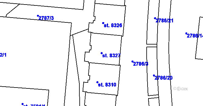 Parcela st. 8327 v KÚ Zlín, Katastrální mapa