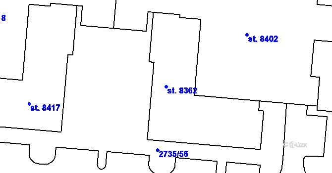Parcela st. 8362 v KÚ Zlín, Katastrální mapa