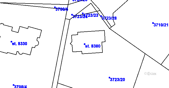 Parcela st. 8380 v KÚ Zlín, Katastrální mapa