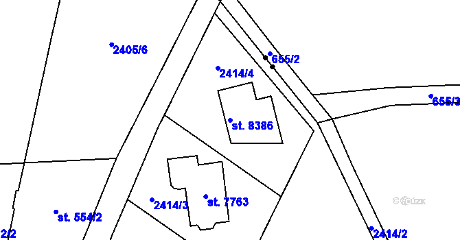 Parcela st. 8386 v KÚ Zlín, Katastrální mapa