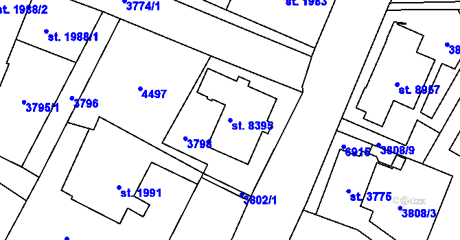Parcela st. 8395 v KÚ Zlín, Katastrální mapa