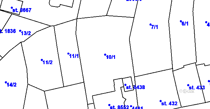 Parcela st. 10/1 v KÚ Zlín, Katastrální mapa