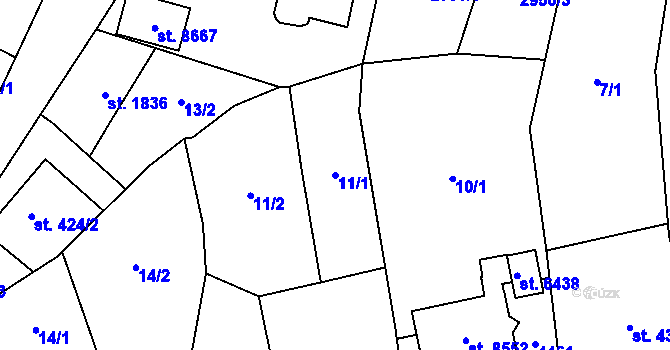 Parcela st. 11/1 v KÚ Zlín, Katastrální mapa