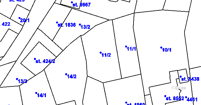 Parcela st. 11/2 v KÚ Zlín, Katastrální mapa