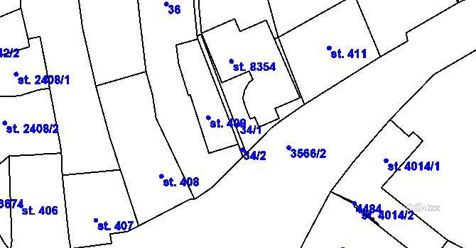 Parcela st. 34/1 v KÚ Zlín, Katastrální mapa