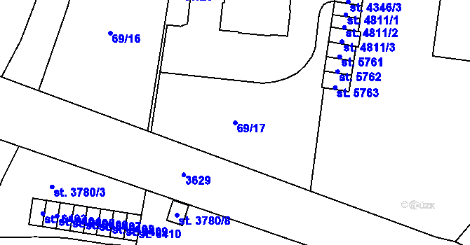 Parcela st. 69/17 v KÚ Zlín, Katastrální mapa