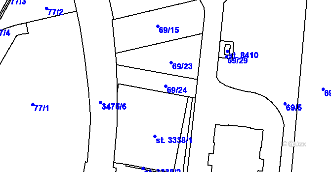 Parcela st. 69/24 v KÚ Zlín, Katastrální mapa