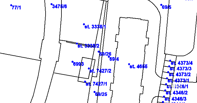Parcela st. 69/26 v KÚ Zlín, Katastrální mapa