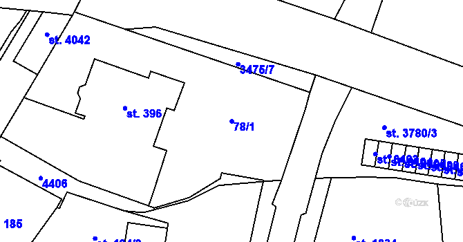 Parcela st. 78/1 v KÚ Zlín, Katastrální mapa