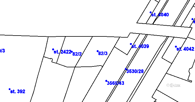 Parcela st. 82/3 v KÚ Zlín, Katastrální mapa