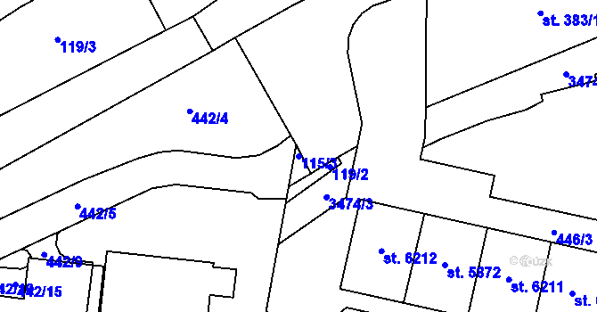 Parcela st. 115/3 v KÚ Zlín, Katastrální mapa