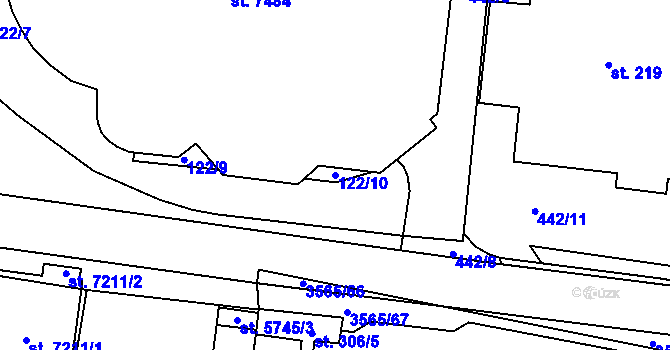 Parcela st. 122/10 v KÚ Zlín, Katastrální mapa