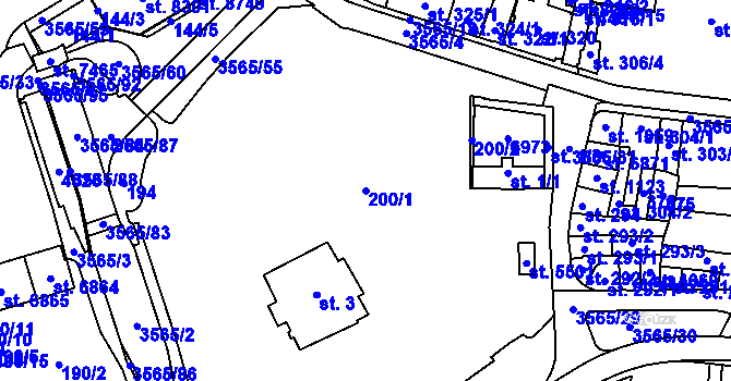 Parcela st. 200/1 v KÚ Zlín, Katastrální mapa