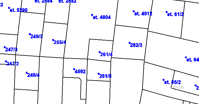 Parcela st. 261/4 v KÚ Zlín, Katastrální mapa