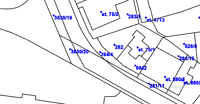 Parcela st. 284/4 v KÚ Zlín, Katastrální mapa