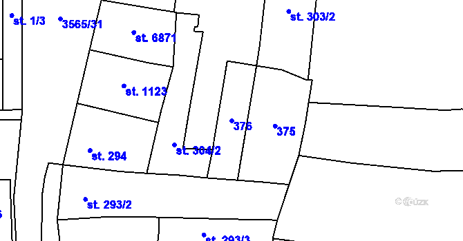 Parcela st. 376 v KÚ Zlín, Katastrální mapa