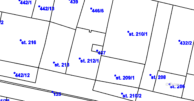 Parcela st. 437 v KÚ Zlín, Katastrální mapa