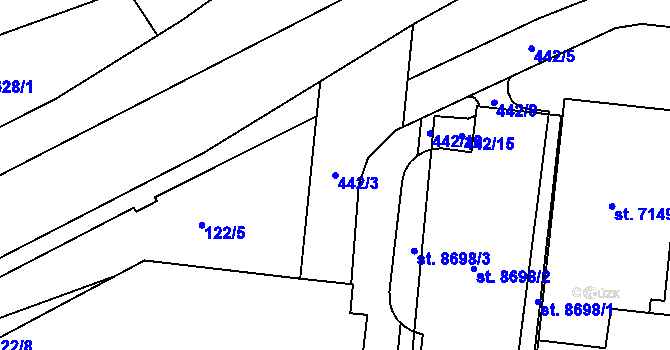 Parcela st. 442/3 v KÚ Zlín, Katastrální mapa