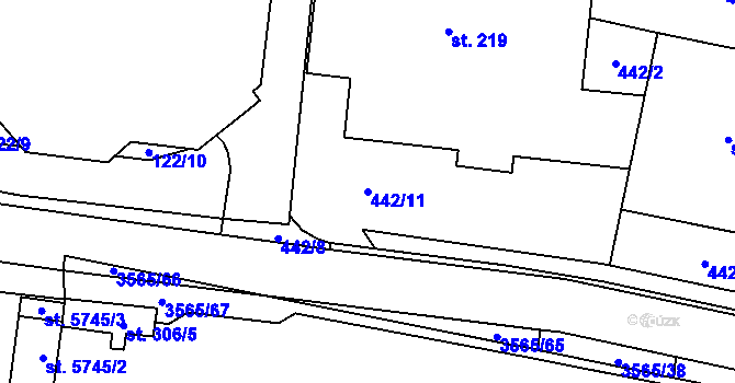 Parcela st. 442/11 v KÚ Zlín, Katastrální mapa